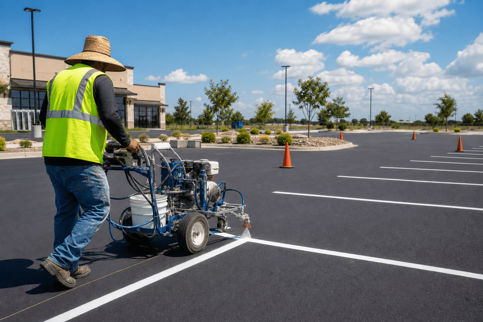 Illustrative view of parking lot striping work